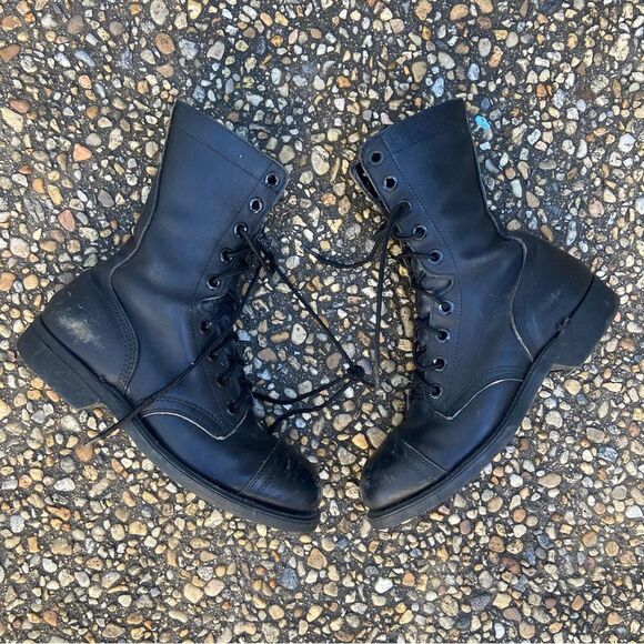 Vintage is military ANSI steel cap toe combat biker motorcycle boots 5 W - Picture 8 of 8